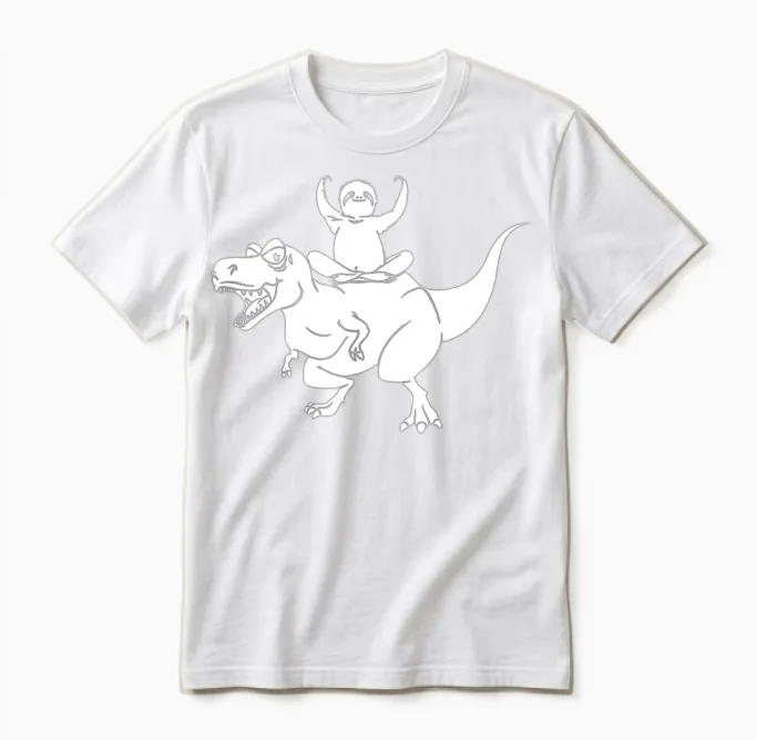 Funny Dinosaur Sloth Funny Dino Sloth Unisex T-Shirt in White