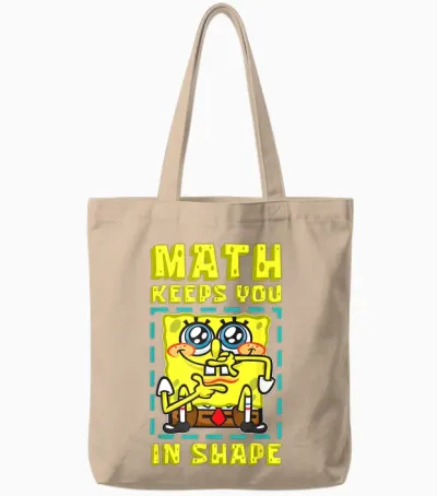 Mademark X Spongebob Squarepants - Spongebob Math Keeps You in Shape Funny Math Joke Students Tote Bags - Natural