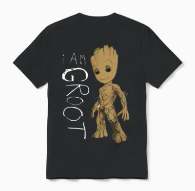 Guardians of the Galaxy Vol.2 I Am Groot Scribbles T-Shirt, Black Unisex T-Shirt - Black