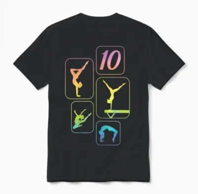 10th Birthday Gymnastics Girls Acrobatics Handstand Unisex T-Shirt - Black