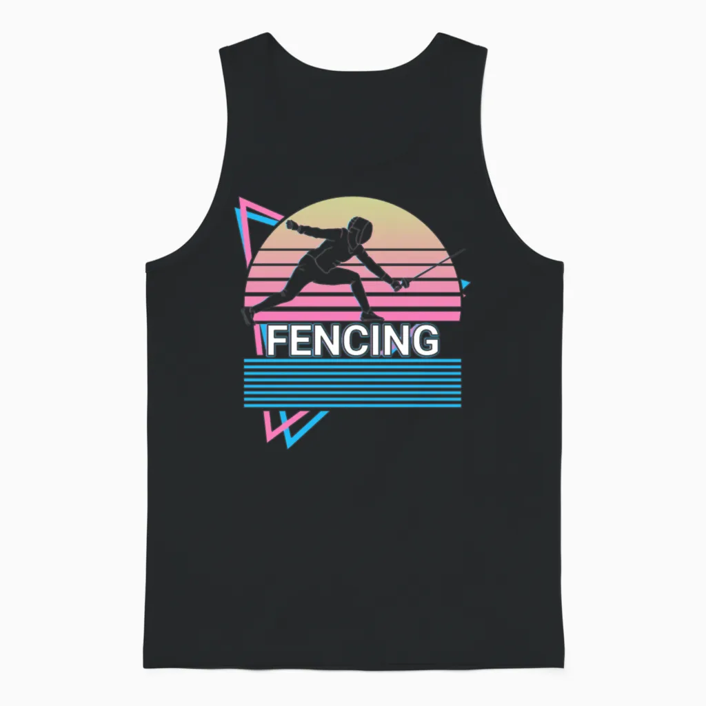 Fencing Fencer Retro Unisex Tank Top in Black