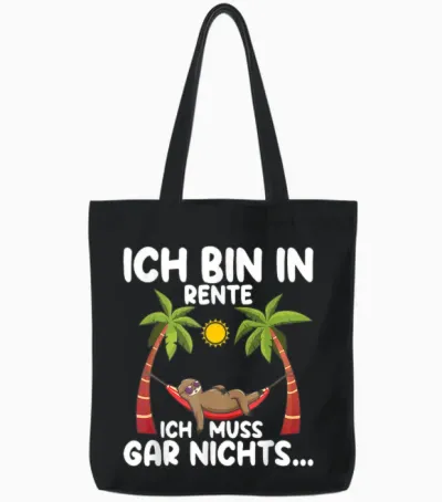 Lustige Renten Sprüche Kleidung Für Rentner Women's Sloth T-Shirt Black S Eu 38/40 Tote Bags - Black