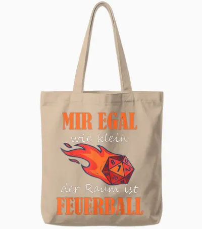 T-Shirt with German Text "ich Egal Wie Klein Der Raum Ist Feuerball Rollenspiel Zauber" [german, Black Tote Bags - Natural