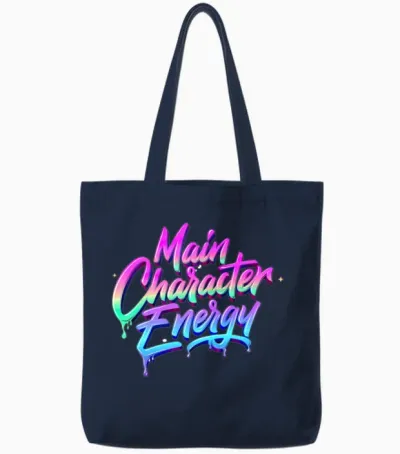 Main Character Energy - Bold & Vibrant Statement Tote Bags - Navy