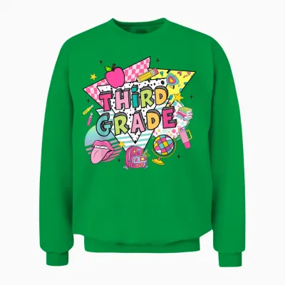 Hello Third Grade Shirt - Girls 3rd Grade Outfit, 3rd Grade Unisex Sweatshirt - Irish Green