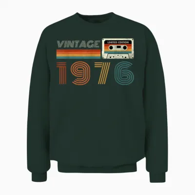 Vintage 1976 Bande Cassette Rétro Anniversaire 48 Unisex Sweatshirt - Forest