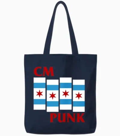 Cm Punk Flag of Chicago Tote Bags - Navy