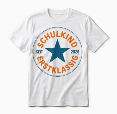 Schulkind 2026 Einschulung Stern Motiv Erstklassig Kinder Unisex T-Shirt - White