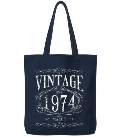 Vintage Since April 1974 - Birthday Present Tote Bags - Navy