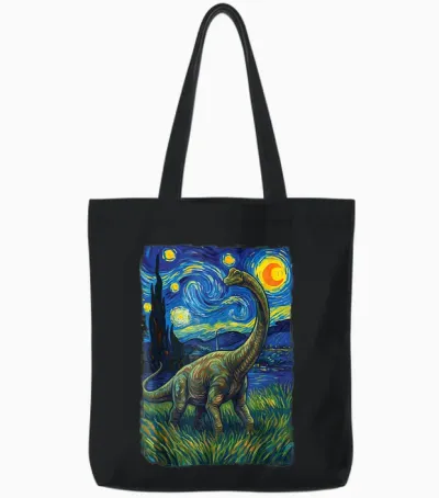 Brontosaure Nuit étoilée Apatosaure Tote Bags - Black