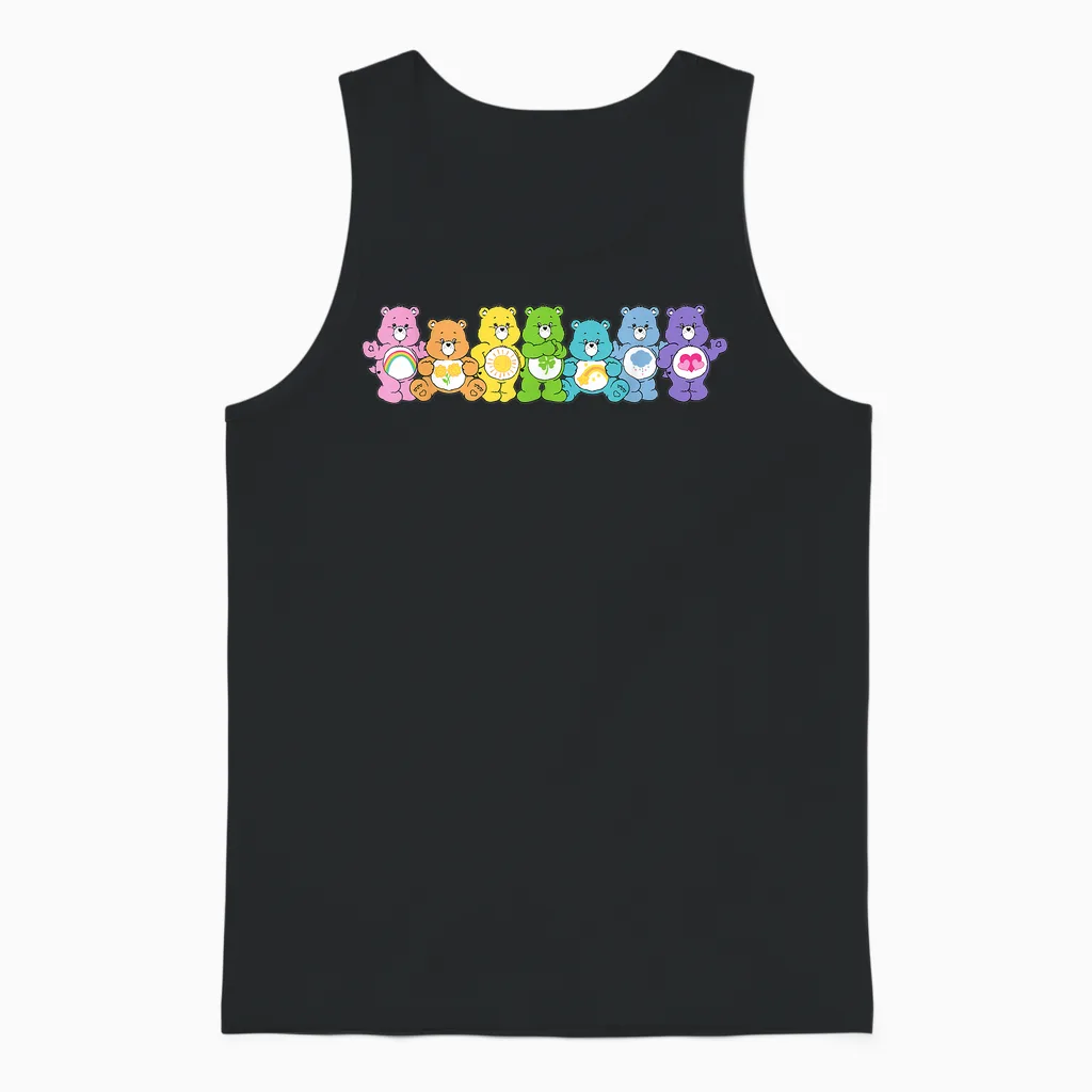 Care Bears Rainbow Kingdom Original Bears Line Up Unisex Tank Top in Black