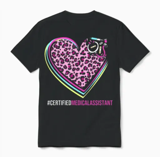 Leopard Print Cma Certified Medical Assistant Unisex T-Shirt in Black