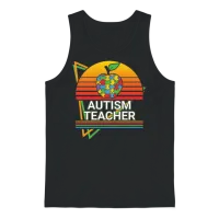 Autism Teacher Retro — Teachers Unisex Tank Top - Black – 1