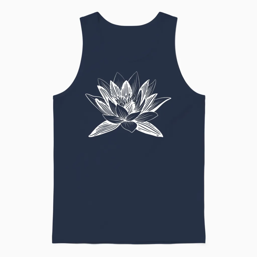Lotus Flower Lotus Flower Asian Wellness Symbol Unisex Tank Top in Navy