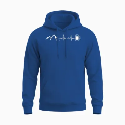 Berge Herzschlag Beer X Frequency Pulse Mountains Mountain Beer Fun T-Shirt, Black Unisex Hoodie - Royal