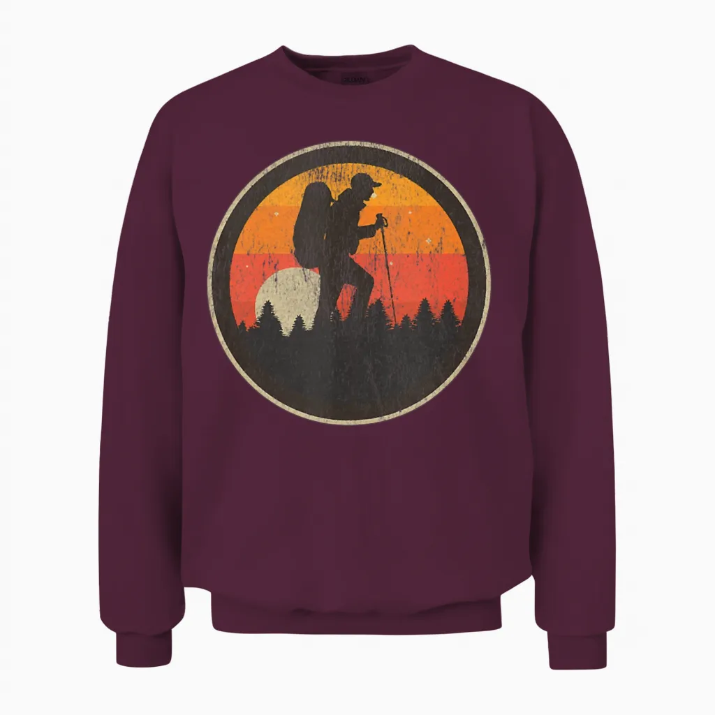 Camping Hiking Backpacking Outdoor Wilderness Unisex Sweatshirt in Maroon