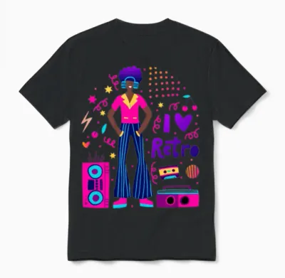 Retro 1970's Unisex T-Shirt - Black