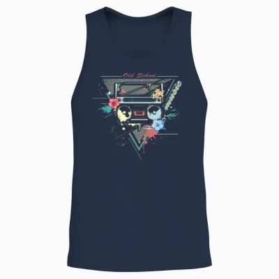 Ghettoblaster Retro Graffiti Unisex Tank Top - Navy