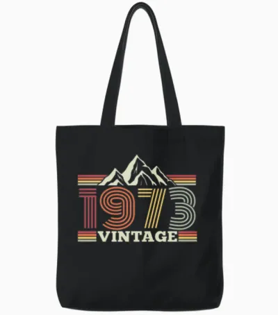 1973 Birthday Mountains Hiking Climbing Tote Bags - Black