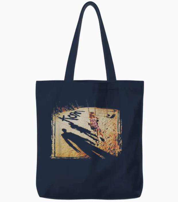 Korn Swing Set Cover T-Shirt, Black, S Tote Bags in Navy