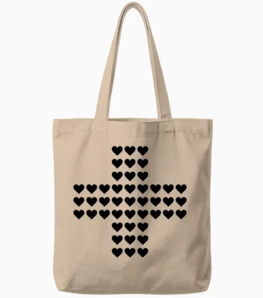 Red Cross Tote Bags in Natural