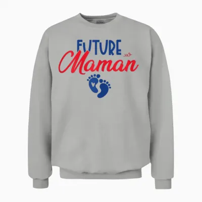 Future Maman Future Papa - Announcement Pregnancy Couple Matching T-Shirt, White, Female X-Small Unisex Sweatshirt - Ash