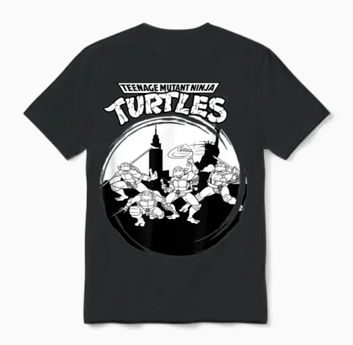 Mademark X Teenage Mutant Ninja Turtles - Original Teenage Mutant Ninja Turtles Black White New York Unisex T-Shirt - Black