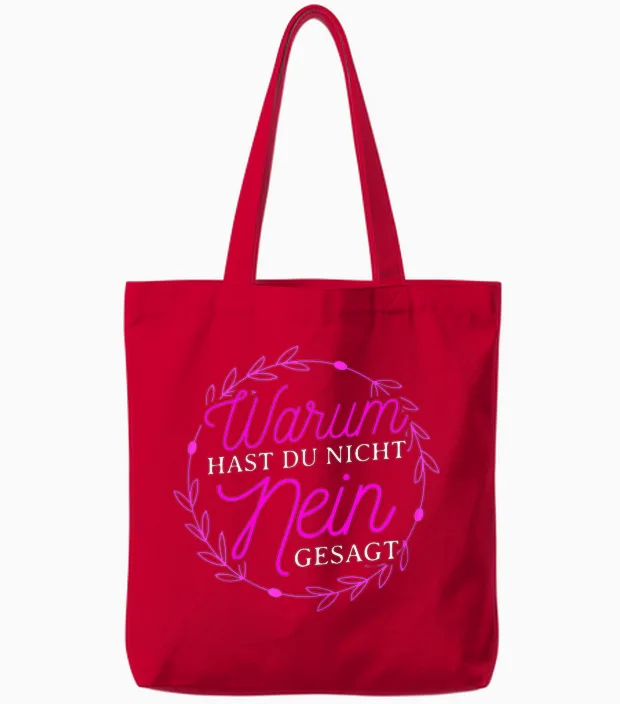 Women's Warum Hast Du Nicht Nein Gesagt - Schlager Fans Proposal Jga T-Shirt, Black, S Tote Bags in Red