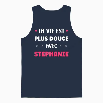 Humor Name Stephanie Life Is Sweeter with Stephanie Unisex Tank Top - Navy