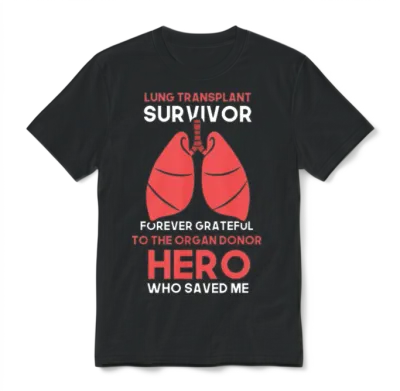 Lung Transplant Survivor Forever Grateful Unisex T-Shirt - Black