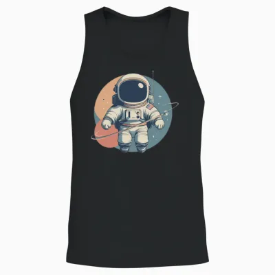 Cosmic Retro Astronaut Unisex Tank Top - Black