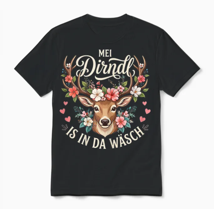 Passend Für Oktoberfest T-Shirt Damen Trachtenshirt Trachten Unisex T-Shirt in Black