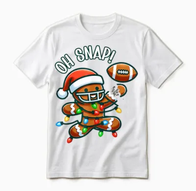 Funny Gingerbread Man Pajamas & Pjs Xmas Holiday Oh Snap Gingerbreadman Christmas Football Unisex T-Shirt - White
