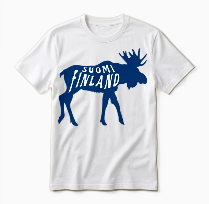 Suomi Finland Moose Unisex T-Shirt in White