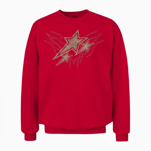 Y2k Stars 2000s Tattoo Beige Vintage Grunge Graphic Unisex Sweatshirt - Red