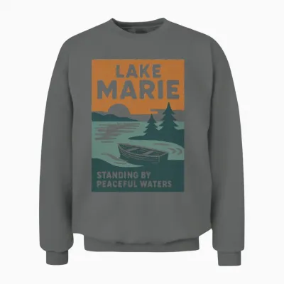 Lake Marie: Standing by Peaceful Waters Unisex Sweatshirt - Graphite Heather