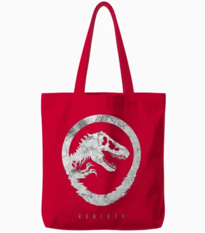 Jurassic World Rebirth Logo with Stone Look Tote Bags - Red