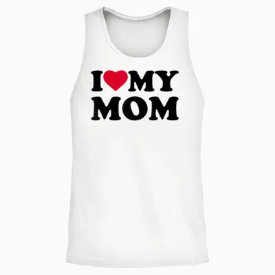 I Love My Mom Heart Grandma Family Unisex Tank Top - White