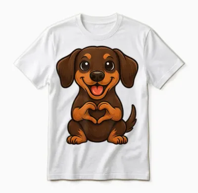 Dackel Mit Herz | Süßer Dackel Mit Herzsymbol Unisex T-Shirt - White