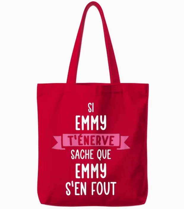 Gift Woman Humor Personalised Name Emmy Tote Bags in Red
