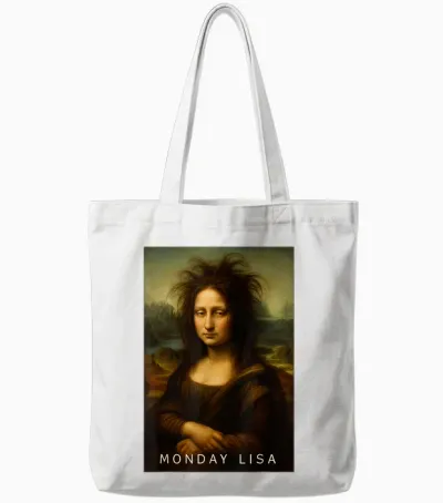 Monday Lisa Disheveled Classic Art Parodie Woche Start Stimmung Tote Bags - White