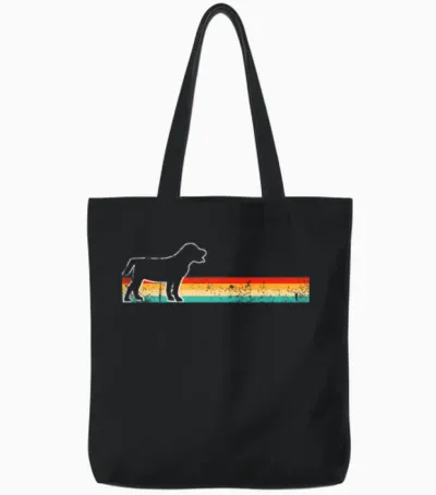 Dog Retro Tote Bags - Black