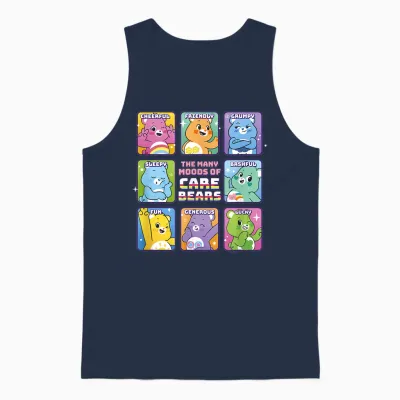 Care Bears Vintage Classic the Many Moods of Care Bears T-Shirt, White, S Unisex Tank Top - Navy