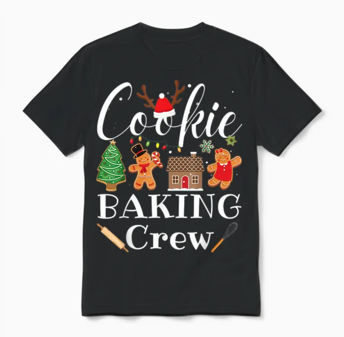 Christmas Cookie Baking Crew Family Baking Team Funny Cookie Unisex T-Shirt in Black