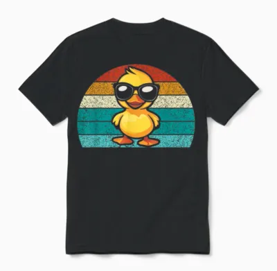 Coole Gelbe Retro Ente Mit Sonnenbrille, Lustige Ente Unisex T-Shirt - Black