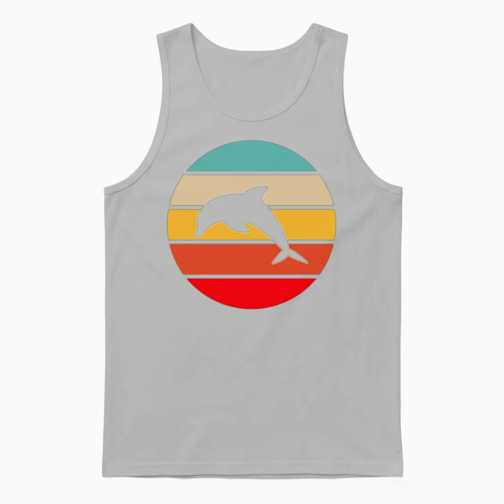 Dolphin Retro Unisex Tank Top in Ash