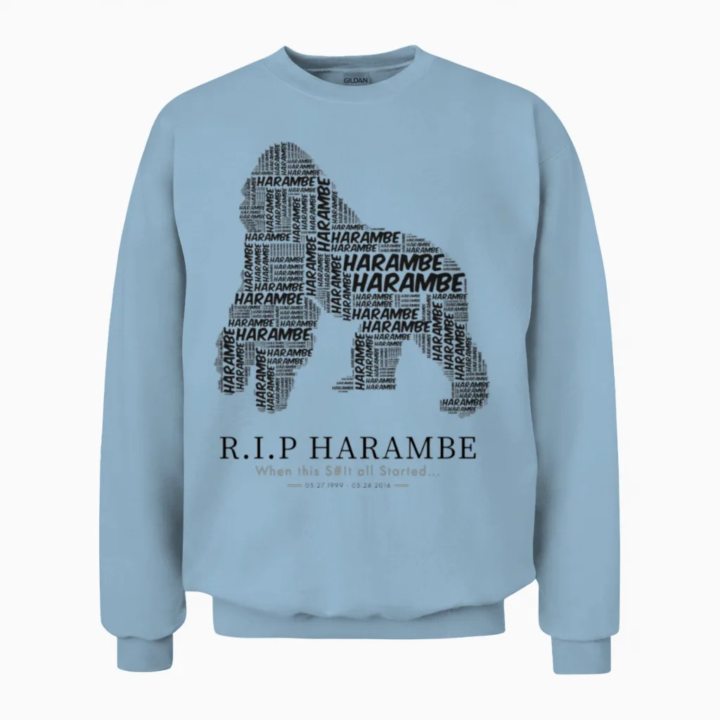 R.i.p Harambe Unisex Sweatshirt in Light Blue