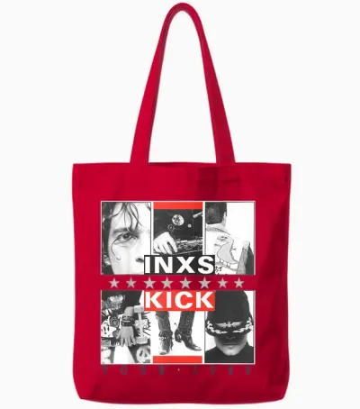 Inxs Kick Inner Cover T-Shirt, White, S Tote Bags - Red