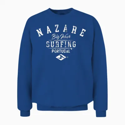 Nazare Big Wave Surfing Portugal Used Look Unisex Sweatshirt - Royal