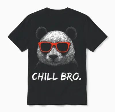 Chill Bro – Lustiges Panda Mit Sonnenbrille Gamer Unisex T-Shirt - Black